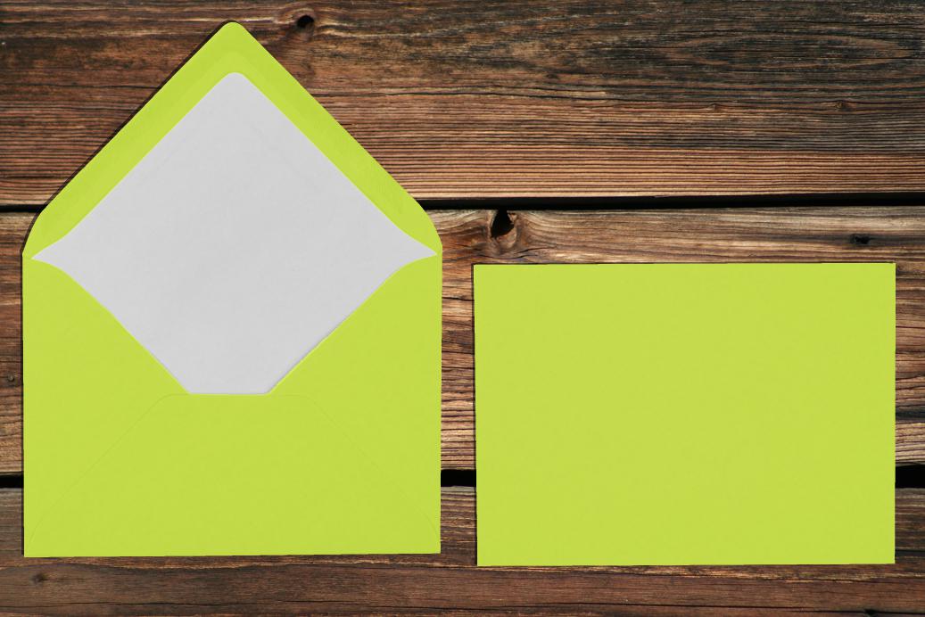 Briefhüllen mit Seidenfutter C6 114x162 mm Nassklebend Maigrün gerippt 100 g/qm